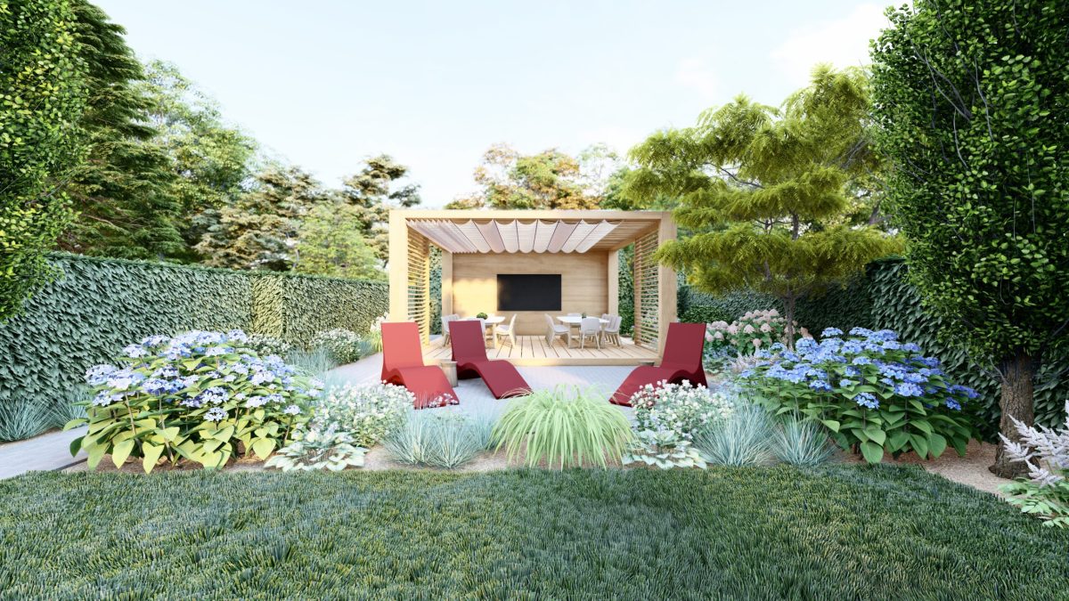 3D-Visualisierung eines Gartenentwurfs