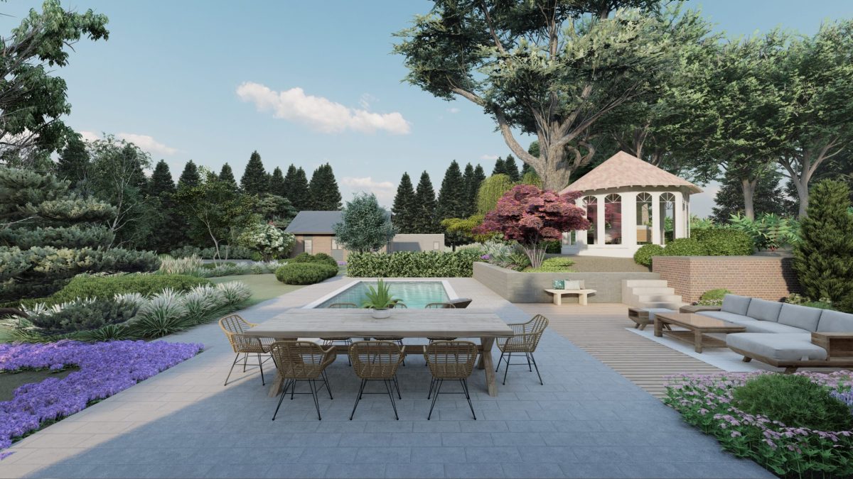 3D-Visualisierung eines Gartenentwurfs